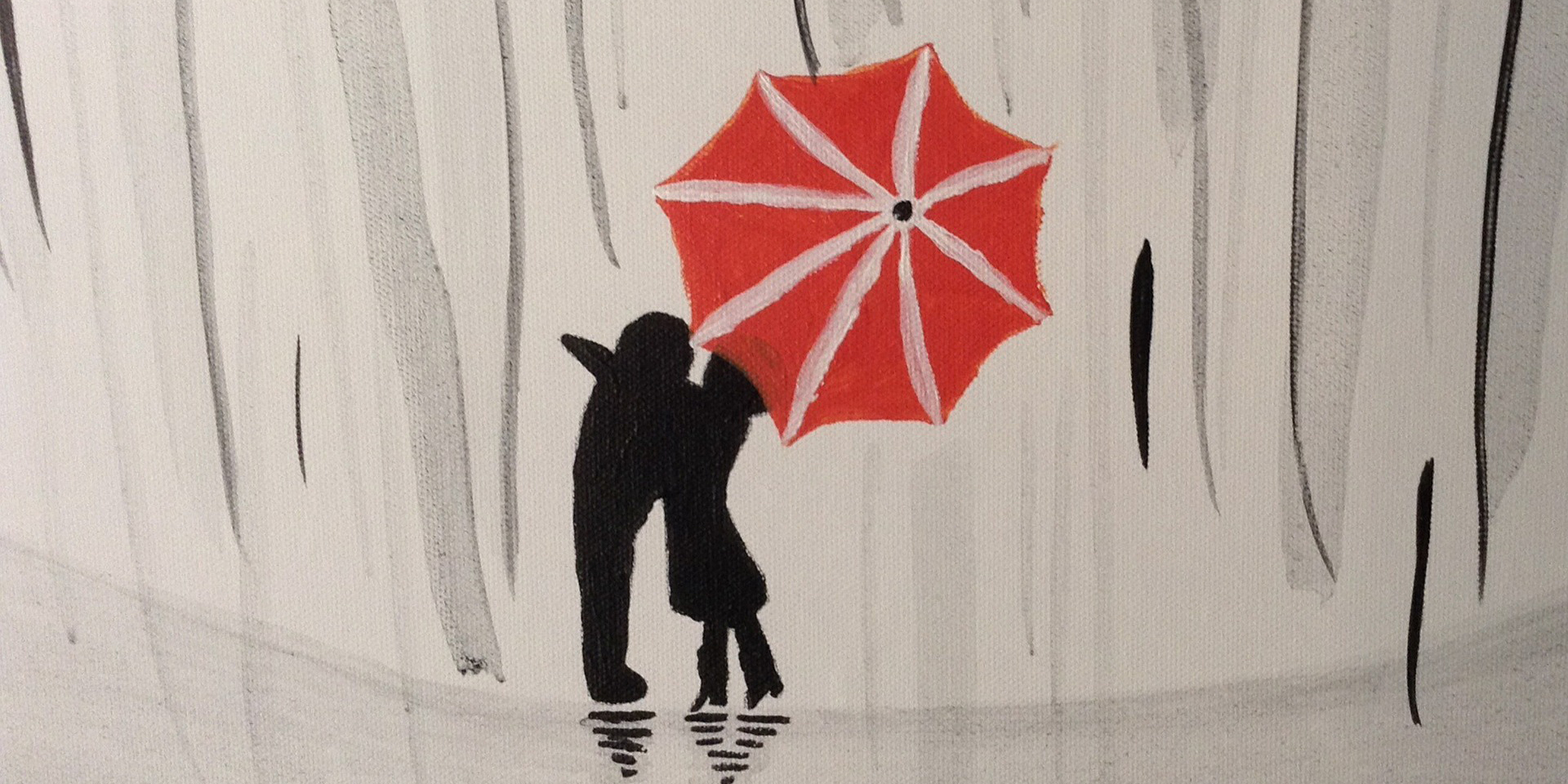 Paar (gemalt) unter Regenschirm ,© pixabay/schneiderr0147